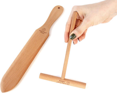 The ORIGINAL Crepe Spreader and Spatula Kit - 2 Piece Set (6” Spreader and 14” Spatula) Convenient Size to Fit Large Crepe Pan Maker | All Natural...