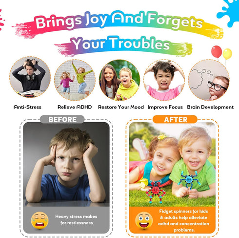 Transformable Fidget Spinner Toys for Kids & Adults,3 PCS Fidget Toys for Teens Anxiety,Sensory Toys for Autism ADHD Stress Relief,Gifts for Boys ...