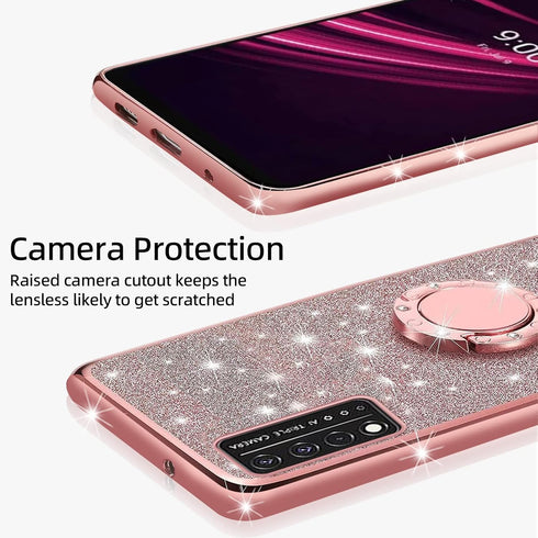 KuDiNi for Revvl v+ 5g Phone Case t-Mobile, Revvl V Plus 5G Case for Women Glitter Crystal Soft Clear Tpu Luxury Bling Protective Cover with Kicks...
