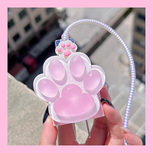 Cable Protector for iPhone Charger with Cute Cat Paw Design,Kawaii Cat Claw Soft Charging Cord Protector Data Cable Saver for Women Girls Compatib...
