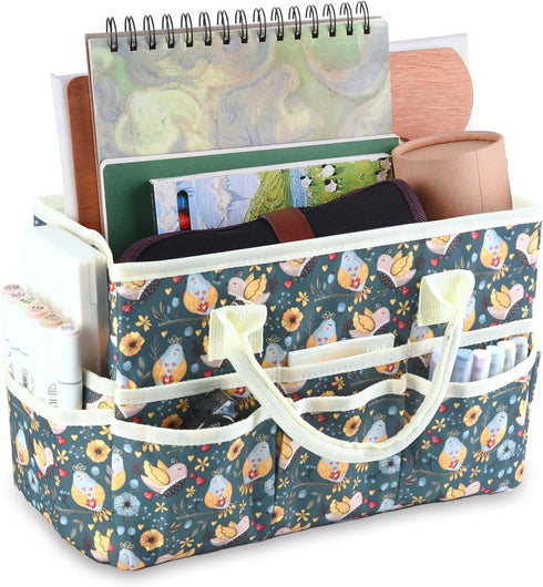 qianshan Craft Organizer Tote Bag with Multiple Pockets, Large Art Storage Caddy with Handles for Art, Craft, Sewing, Make-up?Scrapbooking, Medica...