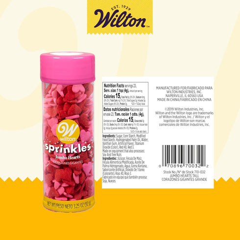 Wilton Jumbo Heart Sprinkles, Heart-Shaped Sprinkles for Valentine's Day Cakes, Cupcakes & Cookies, 3.2 oz, Red and Pink...