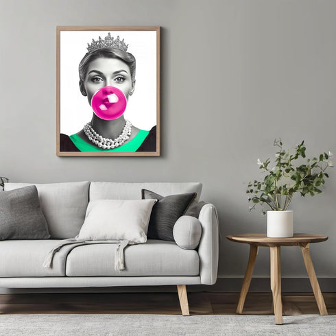 Posterizer 1 pcs-black and white fun retro modern art-pink bubblegum 1-Retro Art-Comedy Art-Gifts for Women- unframed wall art...