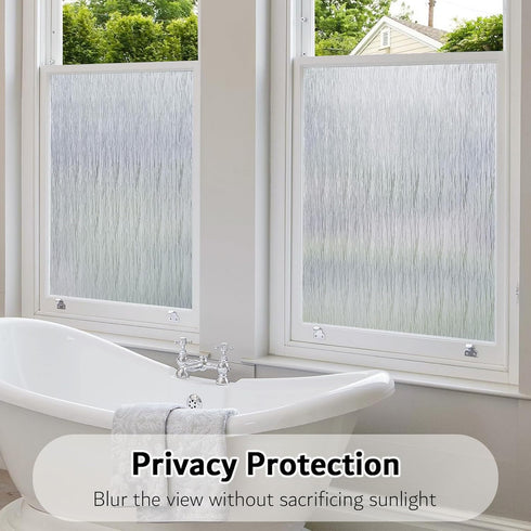 VELIMAX Frosted Window Privacy Film Non Adhesive Window Cling Removable Glass Covering Clear Water Opaque Window Film for Home Anti UV 17.7x78.7 i...