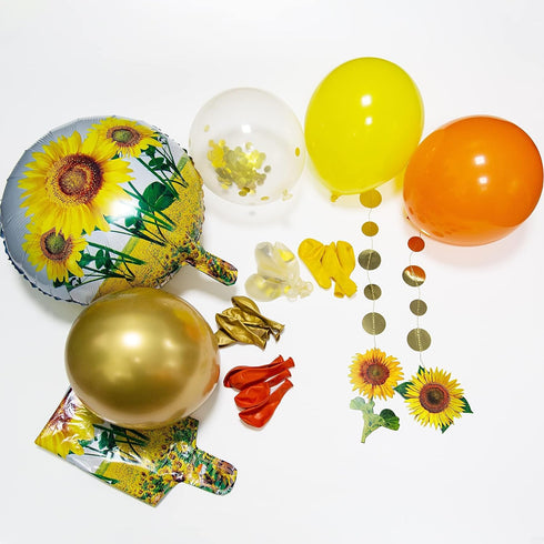 Cheerland 35pcs Sunflower Party Balloon Garlands Latex Foil Balloons Circle Sunflower Banners for Themed Kids Birthday Fall Bridal Baby Shower Sum...