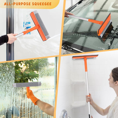 Window Squeegee for Home, Window Cleaner Tool with Extension Pole 20''-30'', Window Washer for Shower, Car Windshield, Mirror, Glass Cleaning...