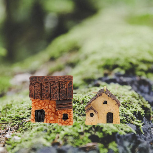 WINOMO 4PCS Miniature Gardening Landscape Micro Village Stone Houses Thumbnail House Thatched Huts DIY Bonsai Terrarium Crafts Desk Ornaments Acce...