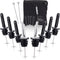 Bottle Pourers Set: 8 Stainless Steel Pour Spouts, 10 Long Dust Cap, 2 Cocktail Picks, Brush and Storage Bag - Metal Toppers for Liquor Spout Pour...