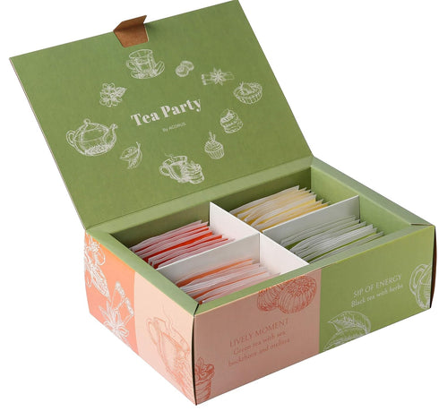 ACORUS Tea Party with 4 Different Flavors | Tea Set | 40 Count Natural Rooibos, Black Tea, Green Tea Packs with Beautiful Gift Box | Tea Bags Vari...