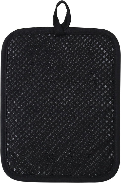 100% Cotton with Silicone Kitchen Everyday Basic Pot Holder Heat Resistant Coaster Potholder Oven Mitts with Pocket for Cooking and Baking Set of ...