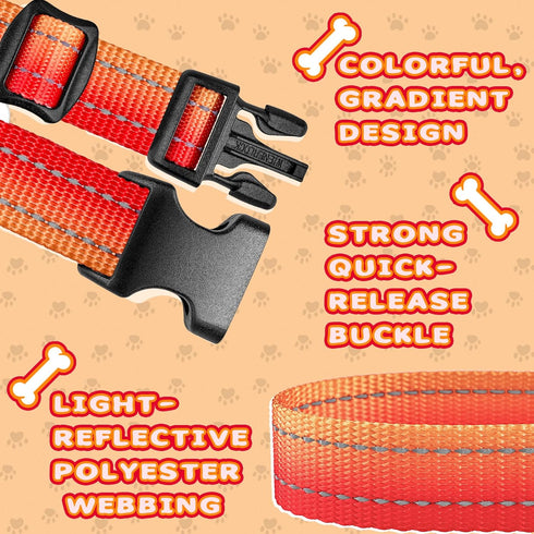 Martingale Dog Collar Light-reflective Polyester Collars for Dogs Whippets, Greyhounds, Saluki, American Bully, No-pull No-escape Safety Training ...