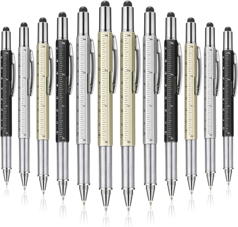 30 Pieces Tool Pen 6-in-1 Multitool Tech Tool Pen with Ruler, Level Gauge, Ballpoint Pen, Stylus Pen, Screwdriver and Slotted Screwdriver Multifun...