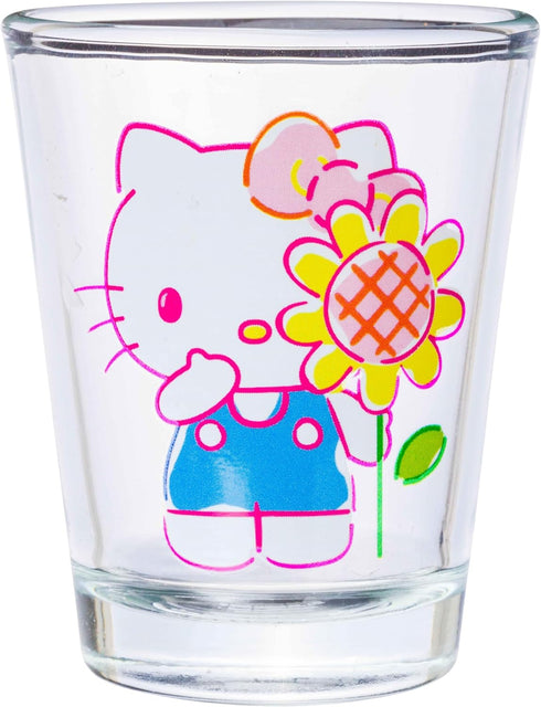 Silver Buffalo Sanrio Hello Kitty Spring Garden Flowers 4 Pack Mini Glass Set, 1.5 Ounces...