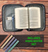 Bible Cover, Bible Cover Come with a Set of Highlighters, Bible Case Waterproof Cationic Oxford Cloth-Leather with Shoulder Strap, Bible Covers fo...