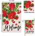 Welcome Spring Geranium Decorative Garden Flag, Red Floral Flowers Bee Yard Outside Decorations, Summer Farmhouse Outdoor Small Home Decor Double ...