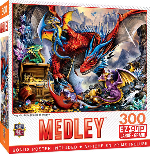 Masterpieces 300 Piece EZ Grip Jigsaw Puzzle - Dragon's Horde - 18"x24"...
