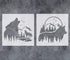 GSS Designs Mountain Forest Wolf Stencils (2 Pack) - Reusable Woodland Animal Stencil (12x12Inch) for Painting on Wood Wall Garden Flag Fabric Can...