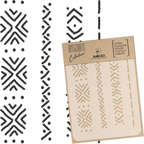 DIY Reusable Plastic STENCIL // A3 A4 A5 Mudcloth Elements #1 // Craft - Furniture - Scrapbooking - Decoupage (A4)...