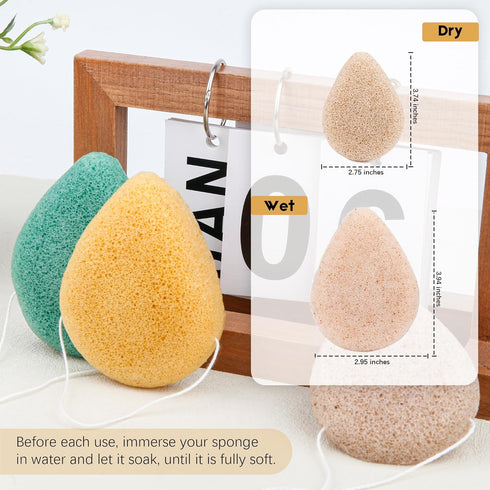 Konjac Exfoliating Organic Cleansing Facial Sponges Set - Natural Walnut Charcoal Konjac Face Sponge for Exfoliator Skincare Makeup Removal Body W...