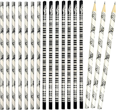 24PCS Music Pencils Musical Notes Pencil Piano Wooden Pencils Stripe HB Pencils with Musical Instruments Patterns for School Teachers Artists Supp...