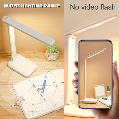 Led Desk Lamp Dimmable Desk Light Reading Lamp 3 Lighting Modes, Eye Protection Desk Lamp Desk Accessories, Study Desk Lamp Equipped USB Charger S...