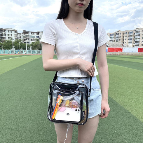 Clear Crossbody Bag Stadium Approved, Clear Messenger Shoulder Bag with Adjustable Strap for Work, Concerts, Sports Events...