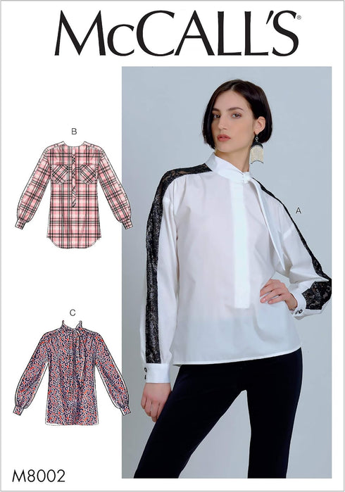 McCall's Women's Loose Fitting Long Sleeve Blouse Sewing Patterns, Sizes 6-14, various, White...