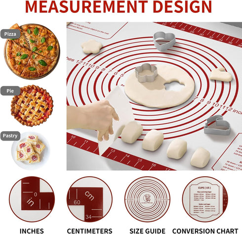 Silicone Macaron Baking Mat Non stick Pastry Mat for Dough Rolling Silicone Kitchen Mat for Counter Oven Liner Extra Large Nonslip Fondant/Pie Cru...