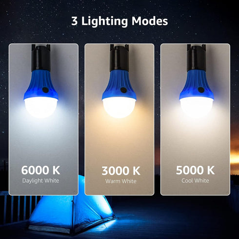 Lepro LED Camping Lantern, Camping Essentials, 3 Lighting Modes, Hanging Tent Light Bulbs with Clip Hook for Camping, Hiking, Hurricane, Storms, O...