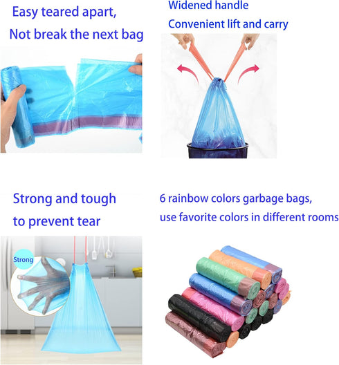 Small Drawstring Trash Bags 4 Gallon Plastic Garbage Can Trash Can Liners 15 Liter for Bathroom Restroom Bedroom Office Toilet 17.7'' x 18.9'' (Mi...