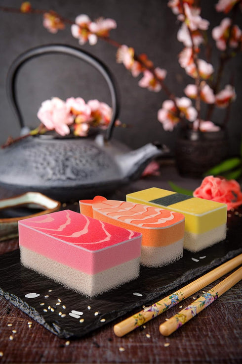 Genuine Fred WASHABI Sponges, Set of 3, Sushi Assortment...
