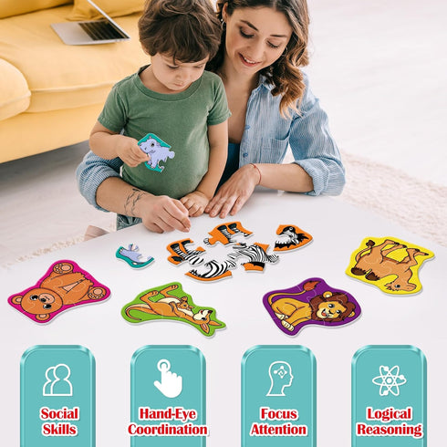 Wild Animal Puzzles for Kids Aged 3+,Shaped Puzzles for Beginners,3 Year Old Montessori Toys,Educational Activity for Toddlers,Preschool Learning ...