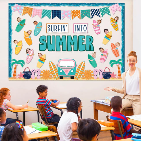 Summer Classroom Bulletin Board Decoration Set Summer Surfboard Surfing Bulletin Board Surfing Into Summer Cutouts Summer Hawaiian Ocean Beach Bul...