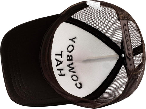 Cowboy Trucker Hat - Cowboy Trucker Hat for Men, Brown Cowboy Baseball Cap...