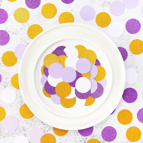 White Purple-Gold Party Decorations Confetti - 300pcs Glitter Graduation Mothers Day Table Confetti Woman Girl Birthday Party Decoration Bridal Ba...