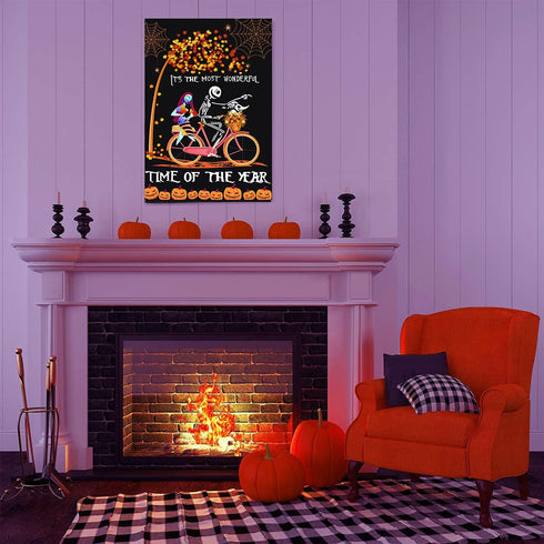 Halloween Garden Flag?12x18 Inch Double-sided Horror Pumpkin Ghost Cycling Pattern House Flag for Outdoor Yard Home Decoration...