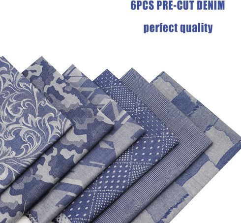 Fat Quarter Fabric Bundles Pre-Cut Quilting Cotton Denim Assortments Craft Cloth Bundle Squares DIY Sewing Crafting Rose Flavor(Geometry 6pcs,18 b...