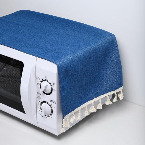 MECCANIXITY Microwave Oven Cover Dust, 13.78"x37.4" Cotton and Linen Decorative Kitchen Appliance Protective Cover for Home Refrigerator Machine D...