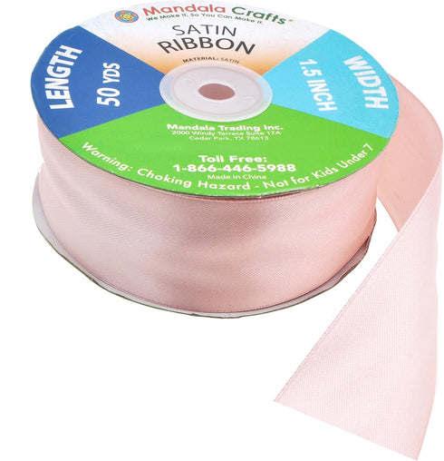 Mandala Crafts Blush Satin Ribbon for Crafts - 50 Yards 1.5 Inch Wide Fabric Ribbons for Gift Wrapping, Flower Bouquets, Hair Bows, and Wedding Pa...