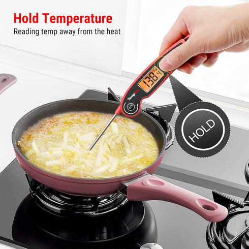 F05 Digital Meat Thermometer for Cooking with Motion Sensing, Waterproof Food Thermometer for Kitchen BBQ Oil Grill Smoker Candy Thermometer Black...