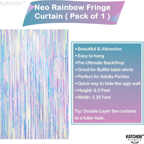 KatchOn, Neon Iridescent Streamers - Pack of 2 | Iridescent Party Decorations | Mermaid Birthday Decorations | Fringe Backdrop for Anniversary, En...