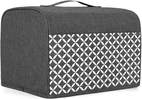 Yarwo 2 Slice Toaster Cover with Pockets and Top Handle, Nylon Toaster Cover Fits for Most Standard 2 slice Toasters, Gray with Grid...