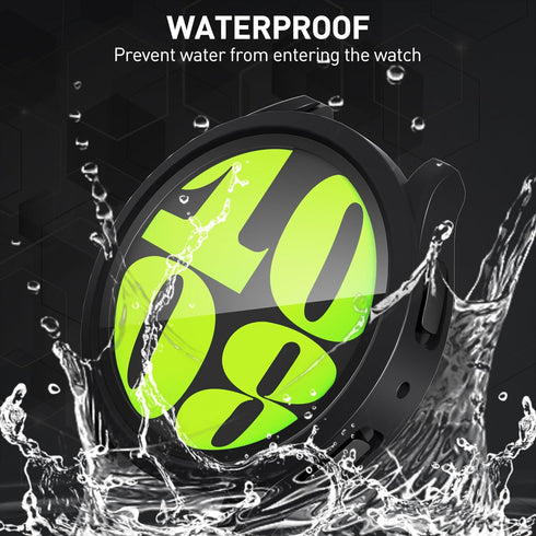 Suoman 2-Pack Waterproof Case for Samsung Galaxy Watch 6 44mm, Hard PC Bumper Tempered Glass Screen Protector Cover Case for Galaxy Watch 6 44mm -...