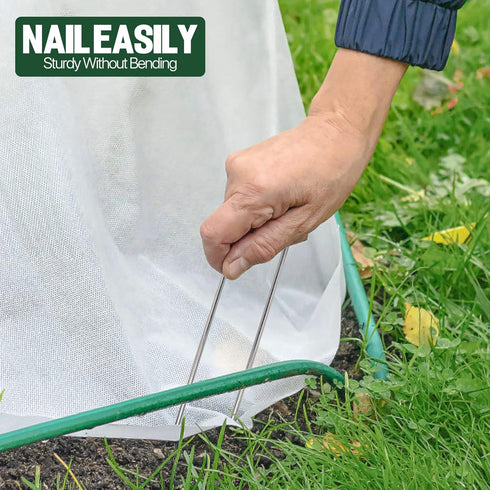Landscape Staples 4 Inch 50 Pack 12 Gauge, Garden Staples Galvanized Ground Stakes Anti-Rust Landscape Fabric Staples Garden Stakes for Irrigation...