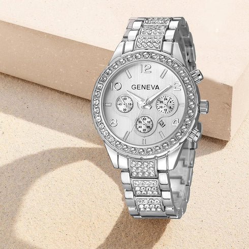 Unisex Diamond Watches Luxury Men and Women Calendar Quartz Clock Rose Gold Silver Stainless Steel Watch...