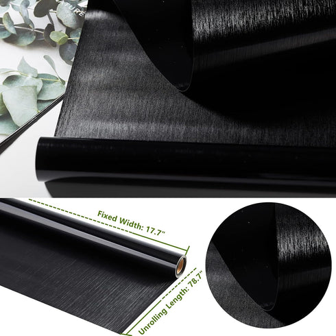 VELIMAX Total Blackout Window Film Silk Black Window Cover Decorative Window Privacy Film Removable Window Tint 100% Room Darkening Sun Blocking N...