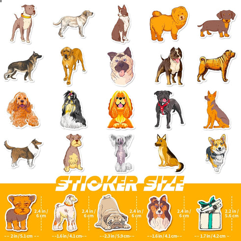 50Pcs Cute Dog Stickers Pack, Waterproof Vinyl Puppy Stickers for Water Bottle, Laptop, Suitcase, Bicycle, Notebooks, Diary, Scrapbooking, Kawaii ...