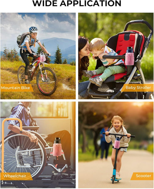 KEMIMOTO Bike Cup Holder, Bike Water Bottle Holder Handlebar with Mesh Pockets Oxford Fabric Bicycle Drink Cup Holder for Mountain Bike Road Kids ...