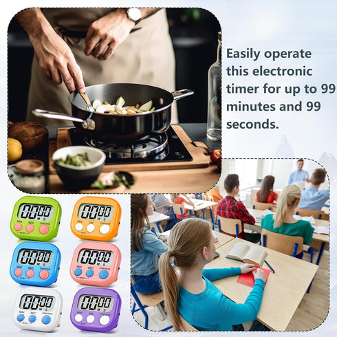 Timers 4 Pack Digital Kitchen Timer Magnetic Digital Timer with Big Display Loud Ring Cooking Timers for Kitchen Electronic Timer for Classroom, G...