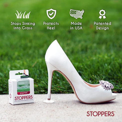 GoGoHeel STOPPERS Heel Protectors – Clear Heel Covers for High Heels, Stop Sinking on Grass – Made in USA (X-Small, 1 Pair)...